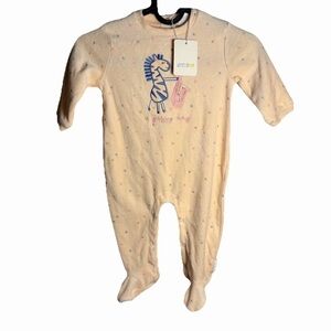 Waterlemon Baby Girl Sleeper 12M NWT Footed Pajamas Pastel Embroidered Cotton